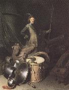 Gerrit Dou Standing Soldier with Weapons (mk33) oil painting reproduction